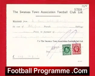 Official Swansea Town Gate Receipt 1936 – 1930s Memorabilia