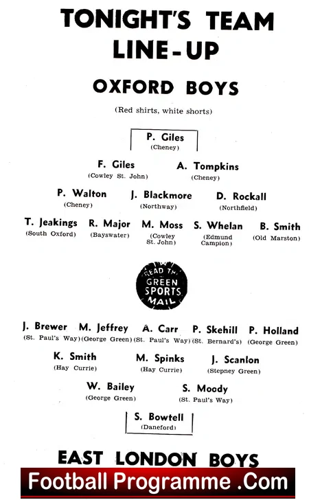 Oxford Boys v London Boys 1966 – Schools Trophy Final