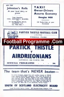 Partick Thistle v Airdrieonians Airdrie 1960