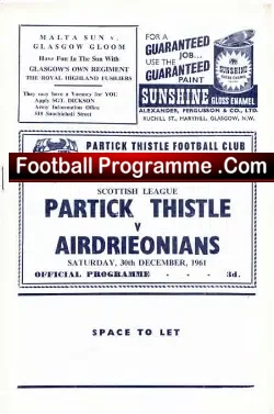 Partick Thistle v Airdrieonians Airdrie 1961