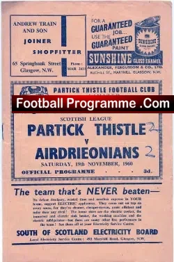 Partick Thistle v Airdrieonians Airdrie 1960