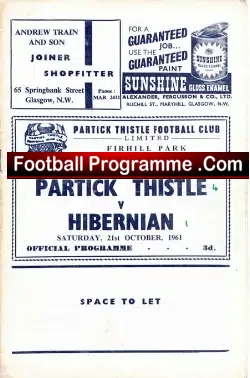 Partick Thistle v Hibernian Hibs 1961