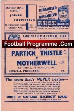 Partick Thistle v Motherwell 1961