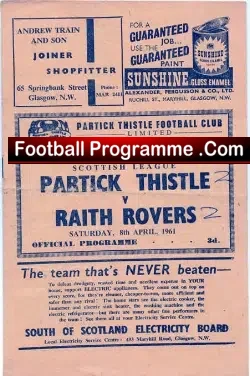 Partick Thistle v Raith Rovers 1961
