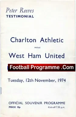 Peter Reeves Testimonial Benefit Game Charlton Athletic 1974
