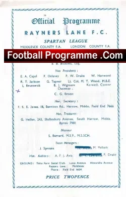 Rayners Lane v Boreham Wood 1959 – London Senior Cup