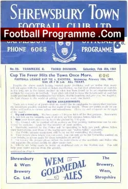 Shrewsbury Town v Tranmere Rovers 1961