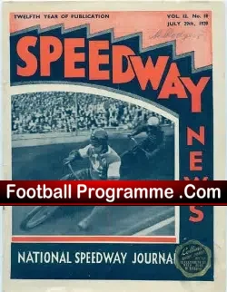 Speedway News Magazine 1939