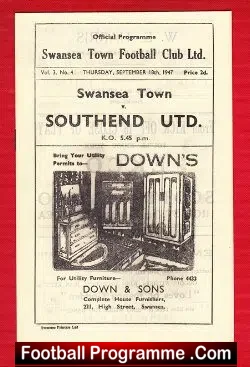 Swansea Town v Southend United 1947