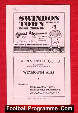 Swindon Town v Northampton Town 1949