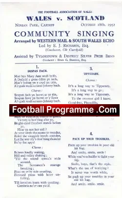 Wales v Scotland 1952 – Community Song Sheet