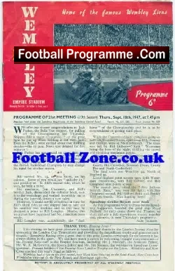 Wembley speedway v New Cross 1947