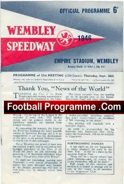 Wembley speedway v West Ham 1946