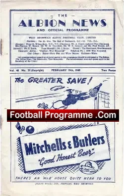 West Bromwich Albion v Manchester City 1949 – Reserves