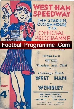 West Ham Speedway v Wembley 1936