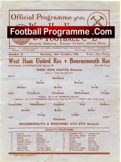 West Ham United v Bournemouth 1946