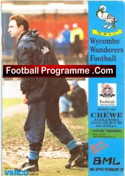 Wycombe Wanderers v Crewe Alexandra 1995 – Autographed