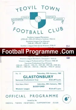 Yeovil Town v Glastonbury 1962 – Somerset Professional Cup