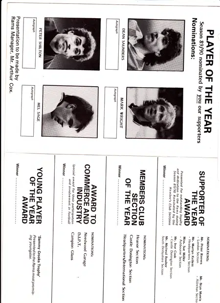 Derby County Annual Awards Assembley Rooms 1990