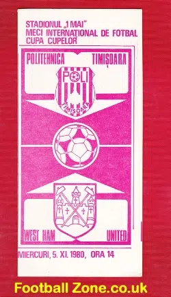 Politehnica TimiÈ™oara v West Ham United 1980 - Romania