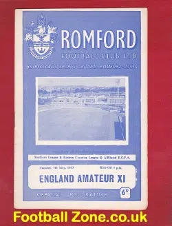 Romford v England Amateur X1 1963 - Friendly Match