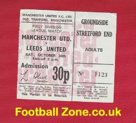 Manchester United v Leeds United 1971 - Ticket