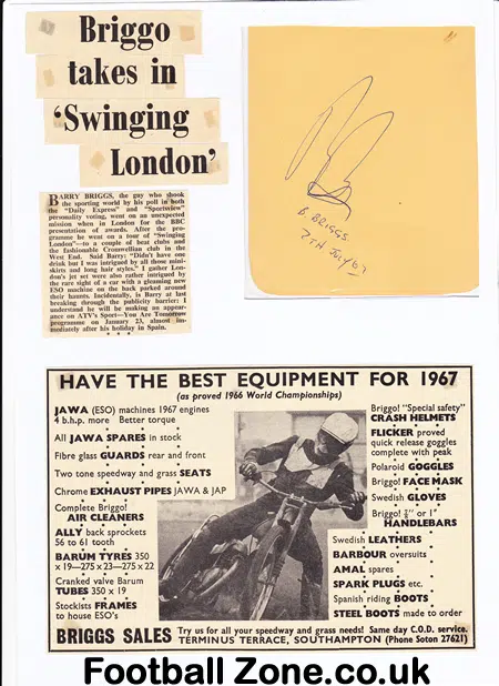 Belle Vue Speedway Ove Fundin Autograph + Briggs + News 1960s