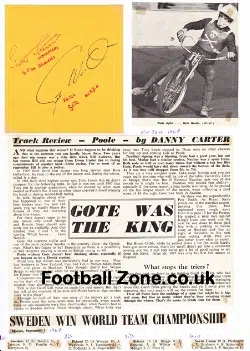 Poole Speedway Gote Nordin Signed Sheet + News 1960s