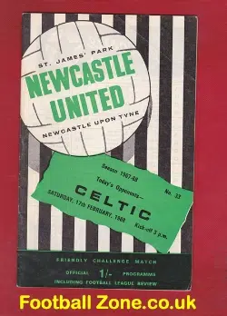 Newcastle United v Glasgow Celtic 1968