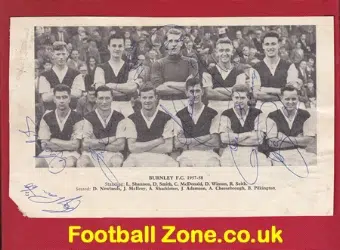 Burnley Football Club multi autographed team picture 1957/58