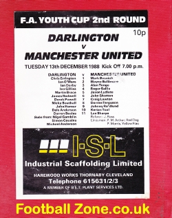 Darlington v Manchester United 1988 – FA Youth Cup