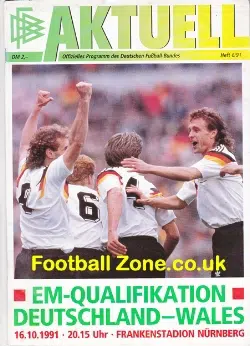 Germany v Wales 1991 – Euro 92 Qualifier + Ticket