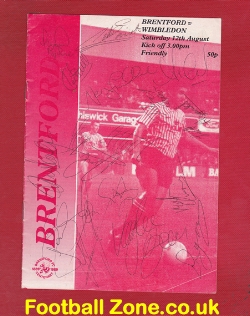Brentford v Wimbledon 1989 – Fully Autographed Both Teams