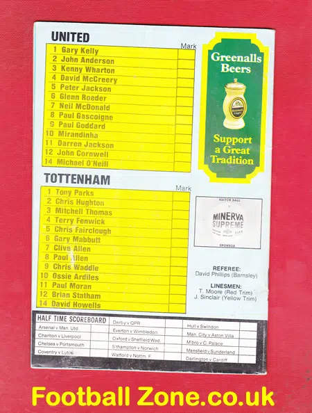 Newcastle United v Tottenham 1988 - Paul Gascoigne Debut Gazza