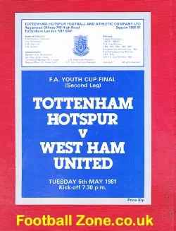 Tottenham Hotspur v West Ham United 1981 – Youths Cup Final