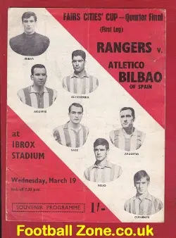 Glasgow Rangers v Atletico Bilbao 1969 - Fairs Cup QF