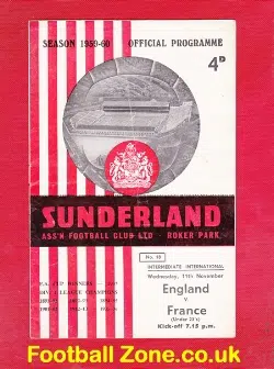 England v France 1959 - U23 at Sunderland