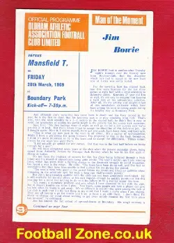 Oldham Athletic v Mansfield Town 1969