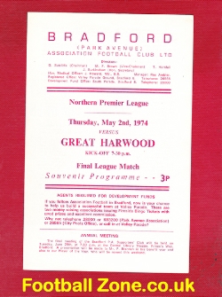 Bradford Park Avenue v Great Harwood Town 1974 Last League Game