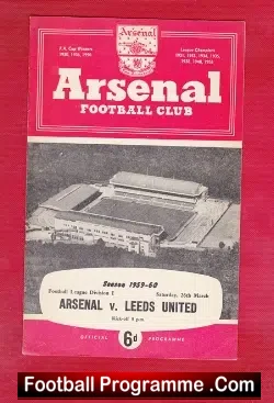 Arsenal v Leeds United 1960 - football programme