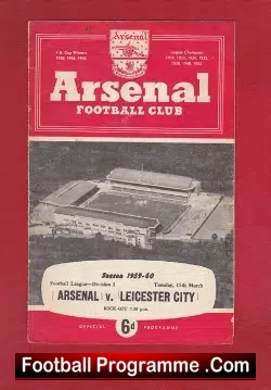 Arsenal v Leicester City 1960 - football programme