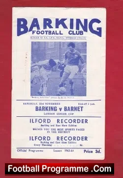 Barking v Barnet 1963 – London Senior Cup