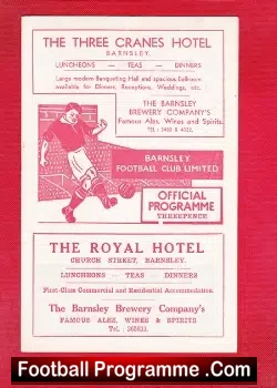 Barnsley v Liverpool 1956 - 50s - football programme