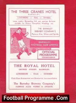Barnsley v Rotherham United 1955 - football programme