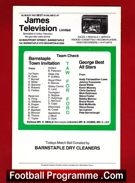 Barnstaple Town v George Best All Stars 1982