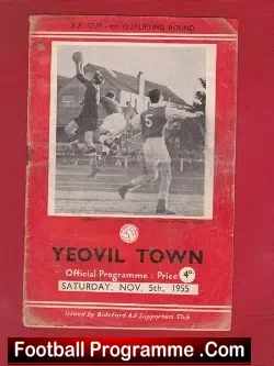 Bideford v Yeovil Town 1955 - to clear - football programme