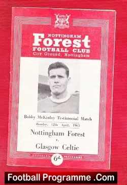 Bobby Mckinlay Testimonial Benefit Match Nottingham Forest 1965