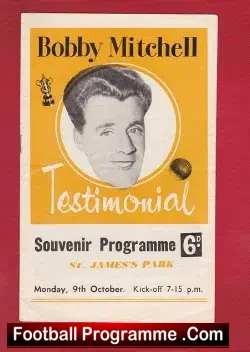Bobby Mitchell Testimonial Benefit Game Newcastle United 1961