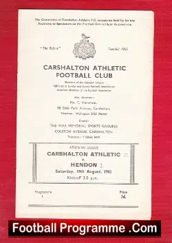 Carshalton Athletic v Hendon 1961
