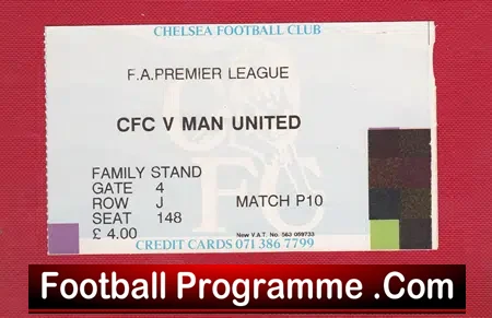 Chelsea v Manchester United 1992 – Ticket Stub – Champions
